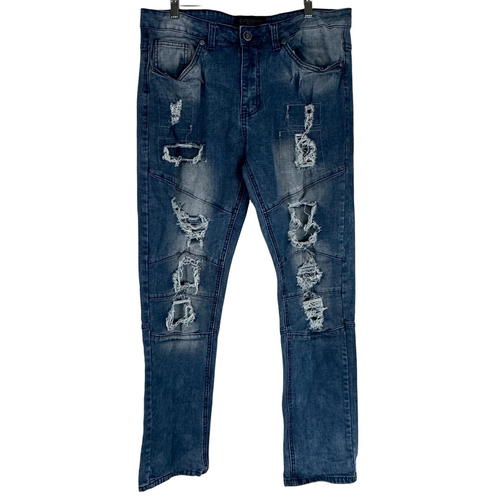 Encrypted Jeans Mens 36x32 Medium Wash Stretch Distressed Casual Streetwear